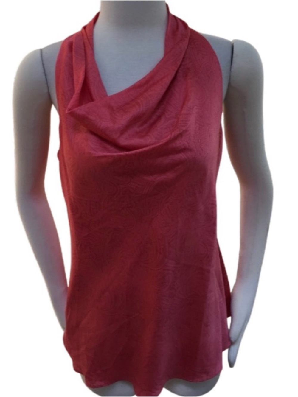Ann Taylor Silk Paisley Cowl Neck Sleeveless Blouse Top | Pink | Size 6